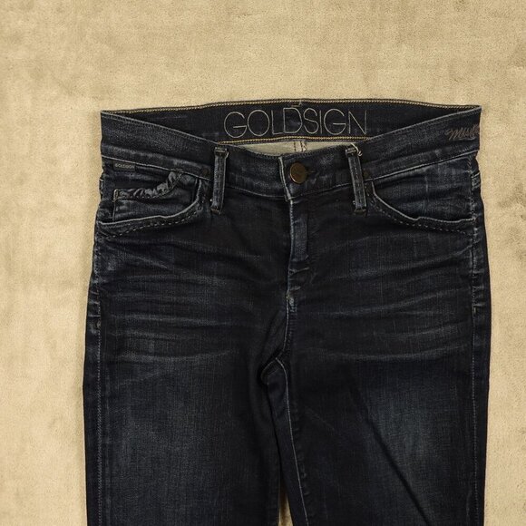 Goldsign jeans mid rise skinny women's 27 dark indigo blue USA made - Picture 2 of 15